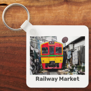 Porte-clés Marché ferroviaire Mae Klong Vintage Thaïlande Ret