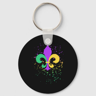 Porte-clés Mardi Gras Fleur De Lis Éclaboussure De Peinture N