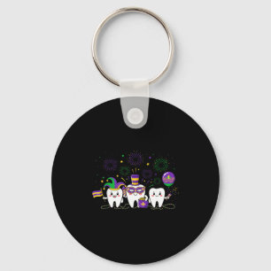 Porte-clés Mardi Gras Mignon Trois Dents Perles Mardi Gras De