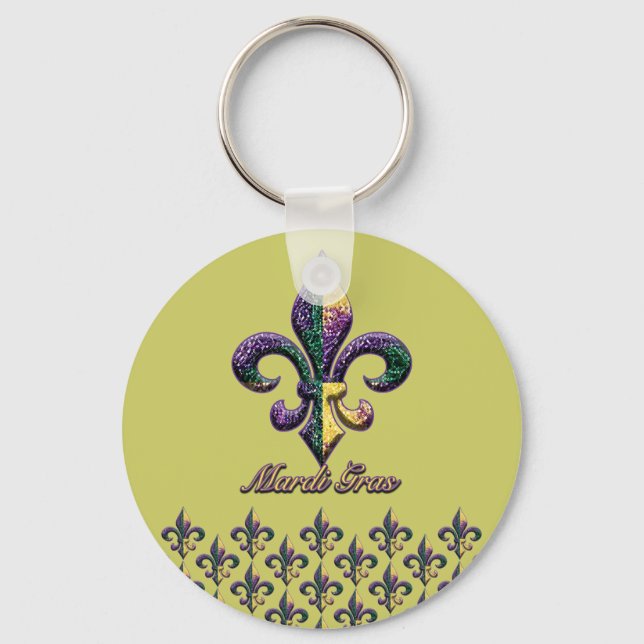 Porte-clés Mardi Gras perle Fleur de lis 2 (Recto)