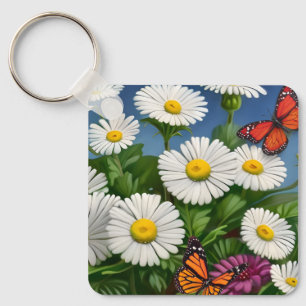 Porte-clés Marguerite Et Papillons Artsy