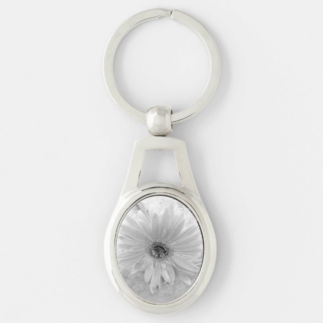 Porte-clés Marguerite noire et blanche (Devant)