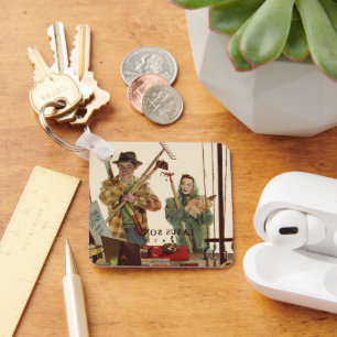 Porte-clés Mari vintage et femme avec outils de jardinage