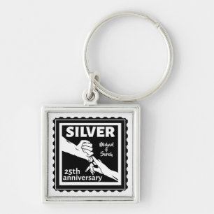 Porte-clés Mariage anniversaire 25 ans d'argent