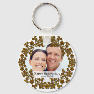 Porte-clés Mariage de bronze anniversaire avec photo