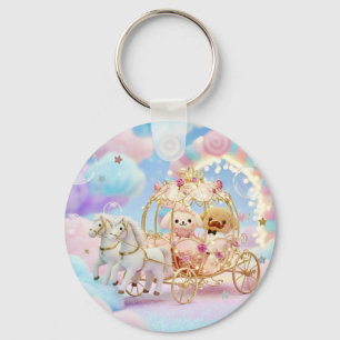 Porte-clés Mariage de chiot mignon Conte de fées Carrosse