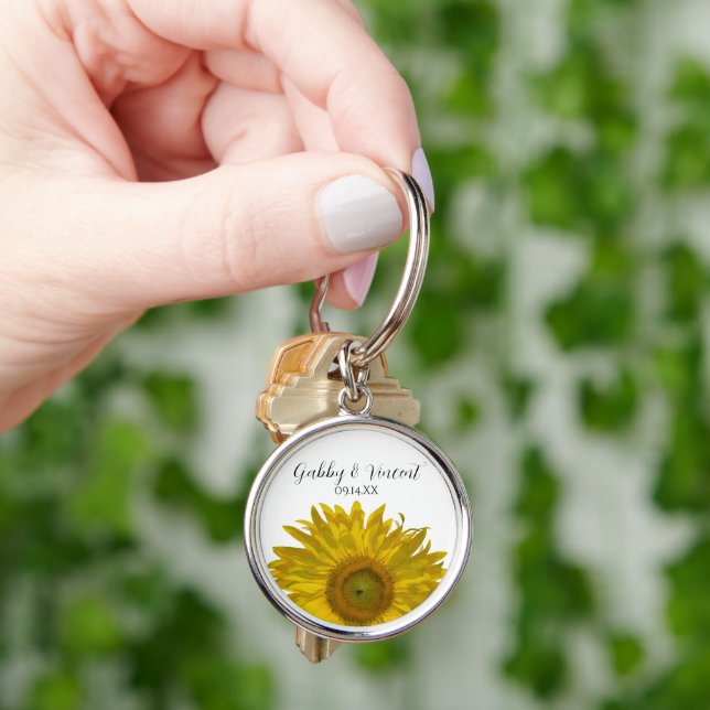 Porte-clés Mariage de tournesol jaune (main)