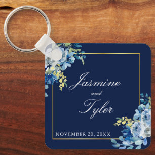 Porte-clés Mariage du soir élégant en or bleu marine