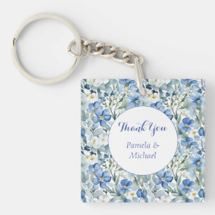 Porte-clés Mariage élégant minimaliste classique Merci bleu c