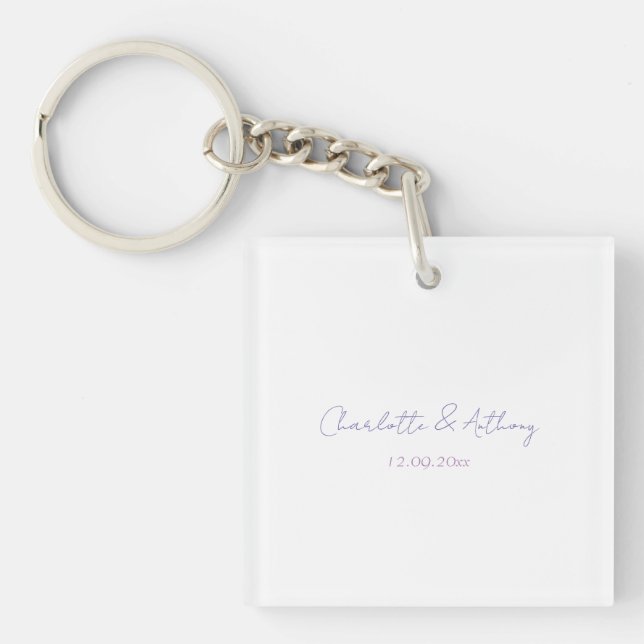Porte-clés Mariage Élégante calligraphie Noms et date créatif (Devant)