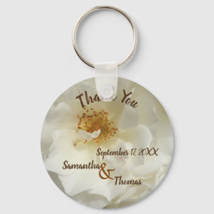 Porte-clés Mariage Favor Jolie Rose blanche Photo Floral Invi