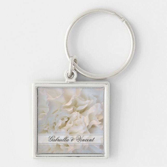 Porte-clés Mariage floral de carnation blanche (Devant)