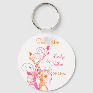 Porte-clés Mariage Floral rose orange Favoriser le Porte - cl