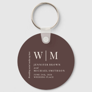 Porte-clés Mariage Formel Marron Chocolat Double Beige