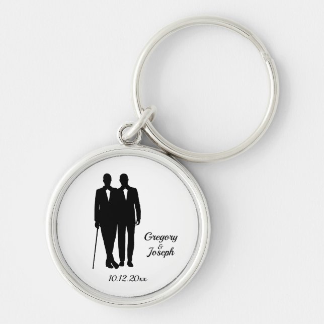 Porte-clés Mariage gris noir et blanc (Devant)