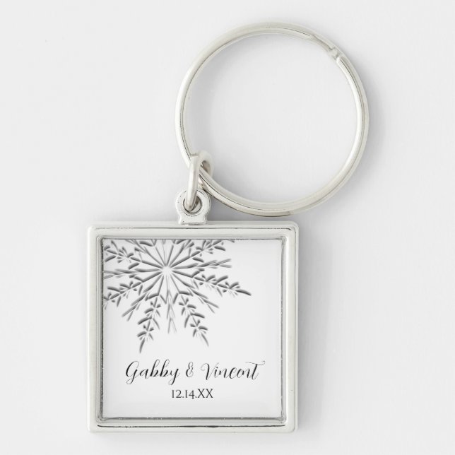 Porte-clés Mariage hivernal de flocon de neige (Devant)