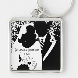Porte-clés Mariage marié et Porte - clé noir et blanc