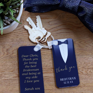Porte-clés Mariage Merci Bridesman Blue Tuxedo Porte - clé