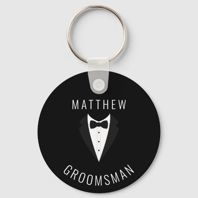 Porte-clés Mariage personnalisé Noir Blanc simple (Recto)