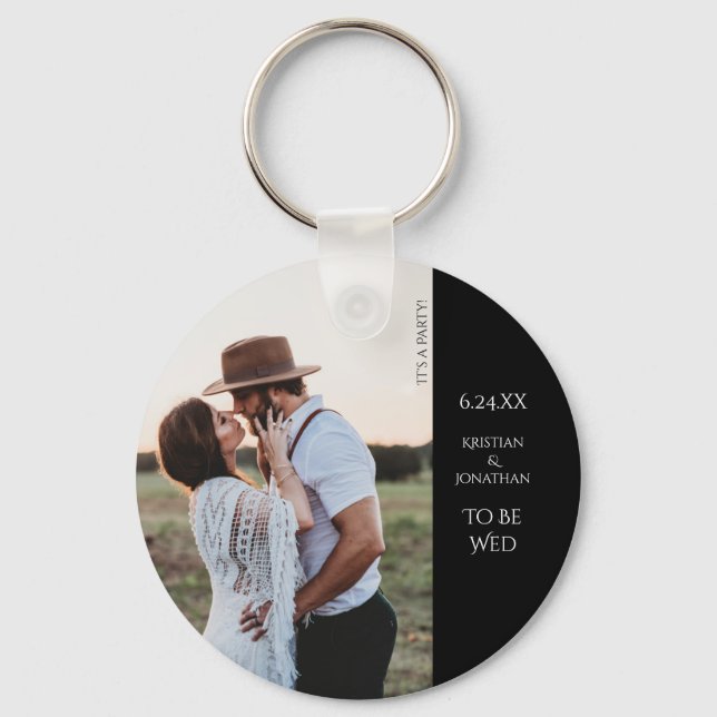 Porte-clés Mariage Sauvez la date Photo moderne (Recto)
