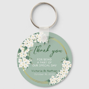 Porte-clés Mariage Vintage blanc vert floral moderne Favorise