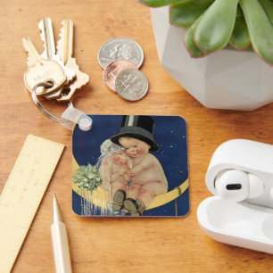 Porte-clés Mariage vintage, Mariée mignonne et Groom sur une 