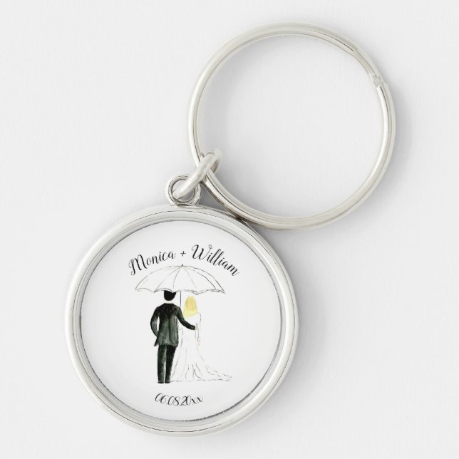 Porte-clés Mariée et couple de chambre Élégant Date Mariage (Devant)