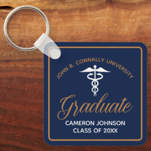 Porte-clés Marine Blue Gold Médicale School Graduation Keepsa