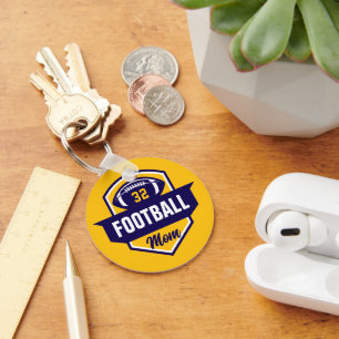 Porte-clés Marine et Gold Football Maman Jersey Numéro Photo