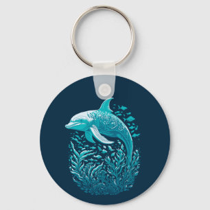 Porte-clés Marine Life Art   Design graphique dauphin