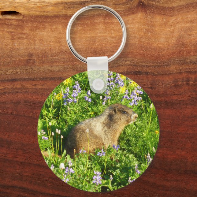 Porte-clés Marmot dans le Mont Rainier Fleurs sauvages (Recto)