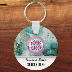 Porte-clés Marque de marbre turquoise Élégant Logo d'entrepri