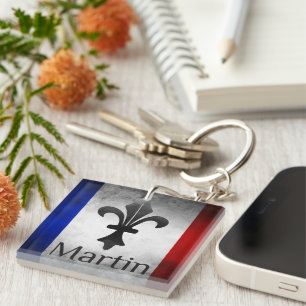 Porte-clés Martin Nom avec drapeau français