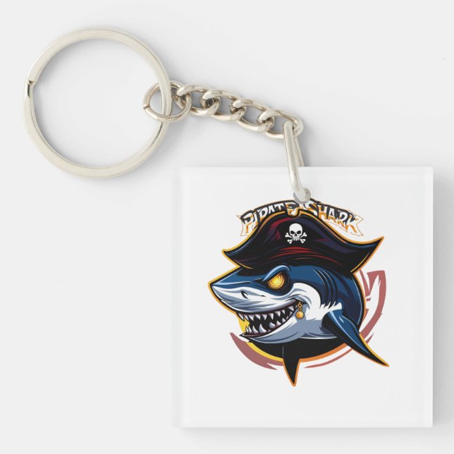 Porte-clés "Mascotte de requin pirate" (Devant)