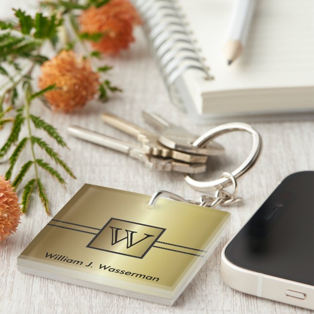 Porte-clés Masculine Monogramme Executive (Devant Droit)