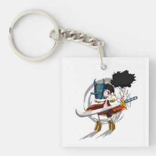 Porte-clés Masque de démon Chibi de guerrier samouraï