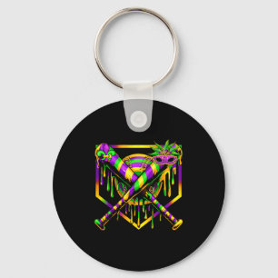 Porte-clés Masque de fête de carnaval Mardi Gras baseball gla