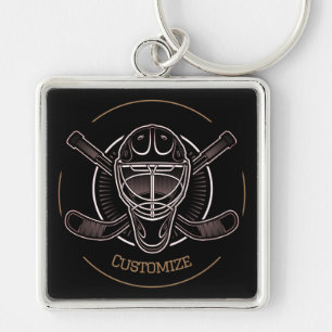 Porte-clés Masque de gardien noir et or
