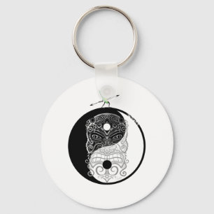 Porte-clés Masque de guerrier Tiki Yin Yang