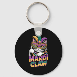 Porte-clés Masque de masquerade chaton Mardi Claw Violet Vert