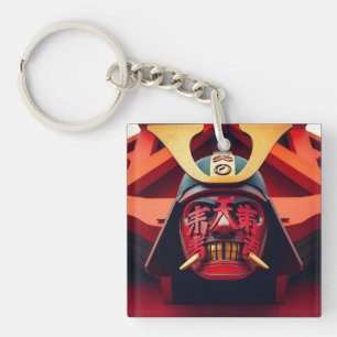 Porte-clés Masque de samouraï anime rouge