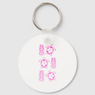 Porte-clés Masque rose de Honu et de Tiki