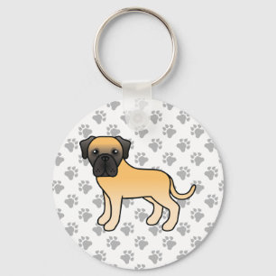 Porte-clés Mastiff Anglais Faon Chien de Dessin Animé Mignon
