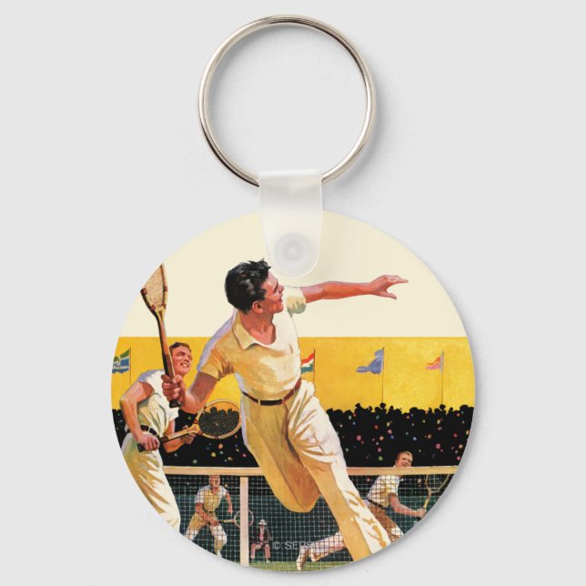 Porte-clés Match de tennis de Doubles (Recto)