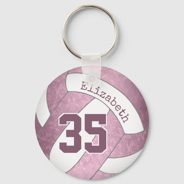 Porte-clés mauve rose poussiéreux volley-ball féminin personn (Recto)