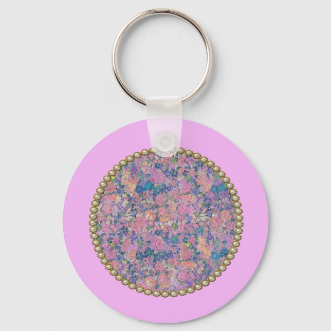 Porte-clés Médaillon rose (Recto)