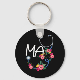 Porte-clés Médicale Assistant Hôpital Stethoscope Floral Wr