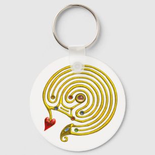 Porte-clés MEDIEVAL GOLD HYPER LABYRINTH WITH GEMSTONES White