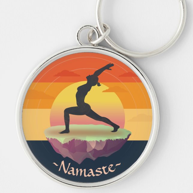 Porte-clés Méditation de l'instructeur de yoga Pose Sun Flyin (Devant)