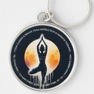Porte-clés Méditation Yoga Instructeur Arbre Pose Pleine lune